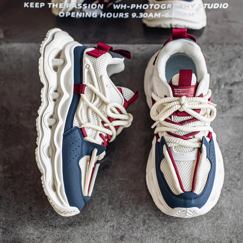 Men's sports shoes four seasons new thick-sole non-slip outdoor casual running shoes student light breathable soft-sole sneakers