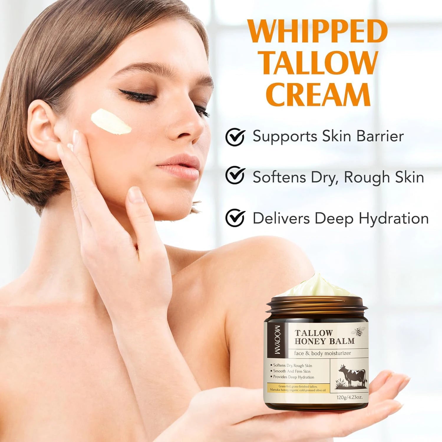 Beef Tallow Cream Hydrating With Honey — Ivory | KIMLUD