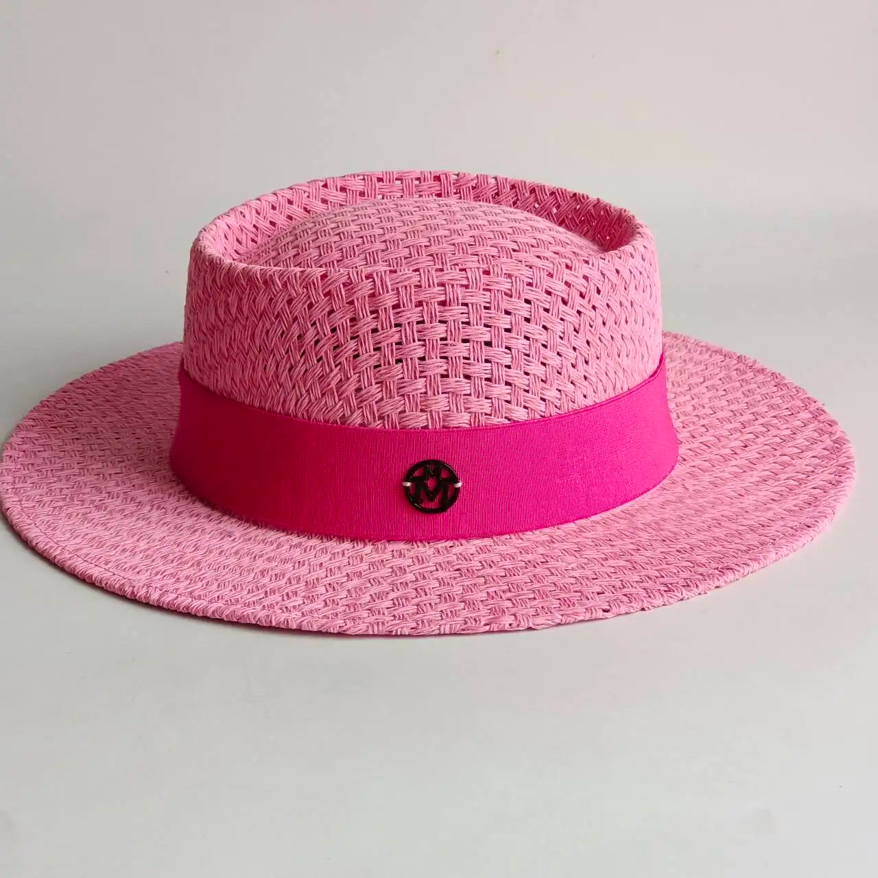 Summer straw hat French elegant seaside travel sun hat bow ribbon flat top large brim straw hat hats for women