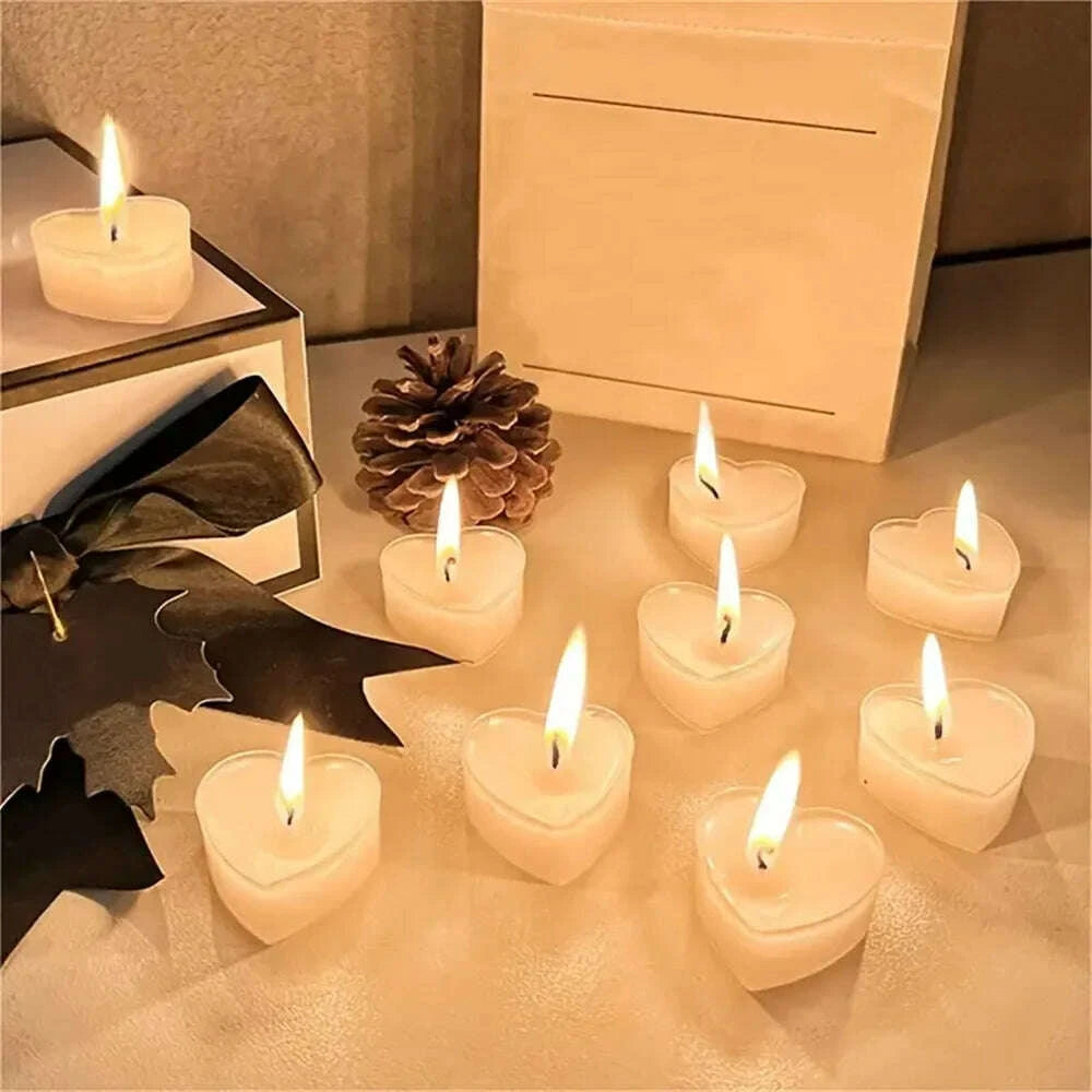 KIMLUD, 9pcs Heart-Shaped Scented Tea Candles Set Wedding Supplies Romantic Decor Creative Love Candle Marriage Proposals Birthday Gift, KIMLUD Womens Clothes