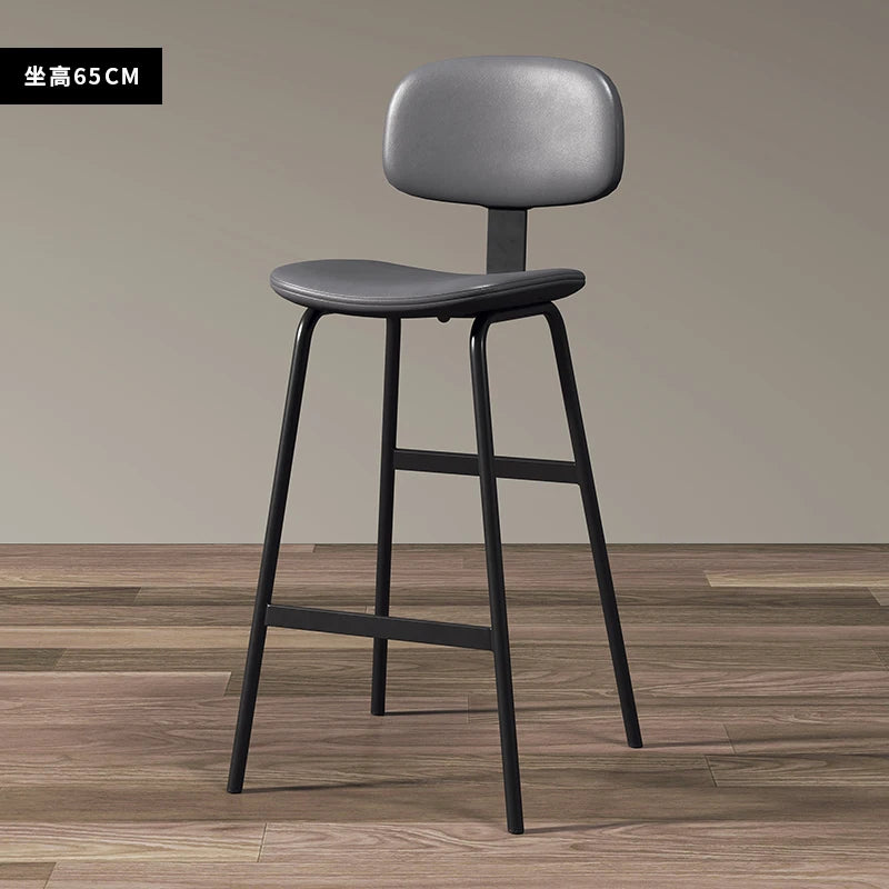 Industrial Wrought-Iron Bar Stool Soft Bag Seat — Black | KIMLUD