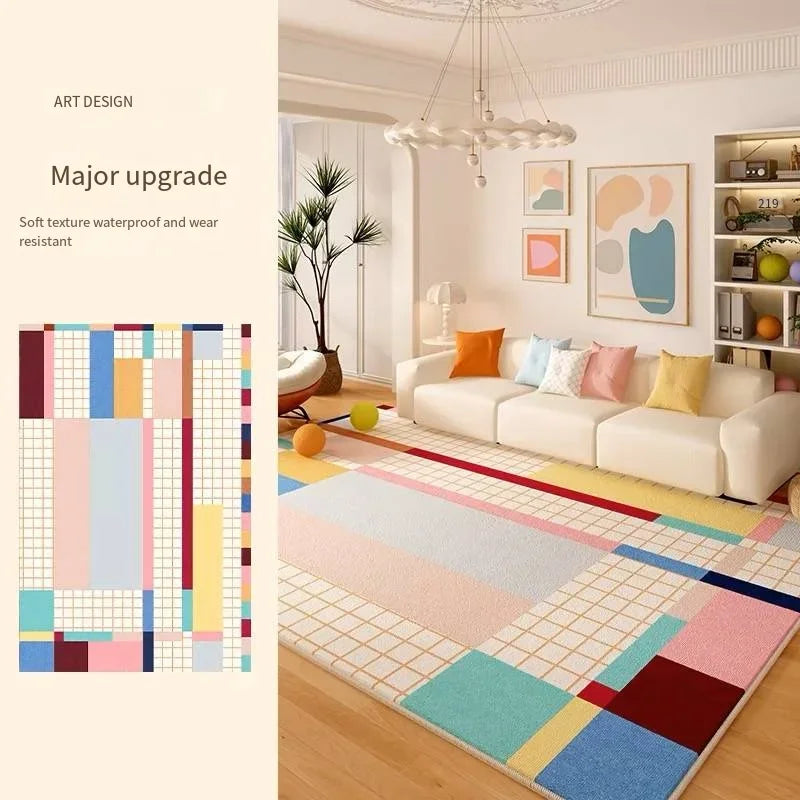 Abstract Sound-Insulating Waterproof Non-Slip Rug For Living Room — Black | KIMLUD