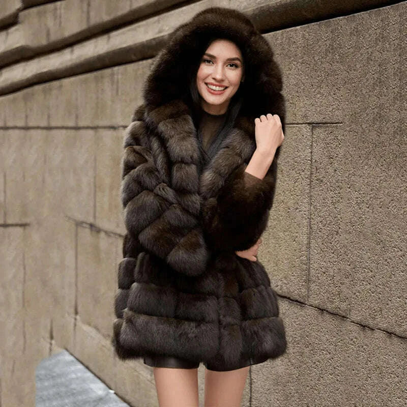 KIMLUD, High Quality Fur Coat Imitation Mink Fur Women Fur Coat 2025 New Winter Thick Temperament Leisure Warm Hooded Women Fur Coat 627, KIMLUD Womens Clothes