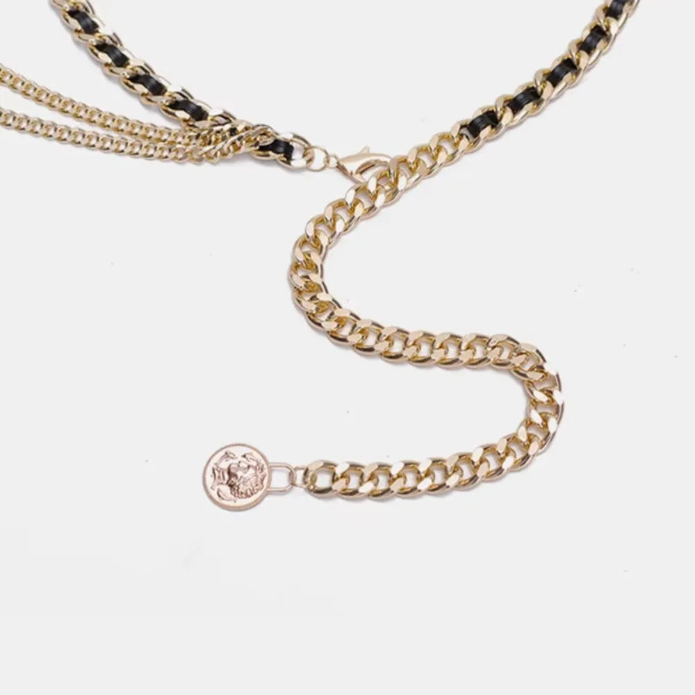 Metal Waist Chain Belt With Adjustable Chain Strap — Gold | KIMLUD
