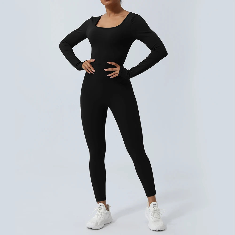 Jumpsuit – Backless Long Sleeve – Nylon – Yoga Set | KIMLUD