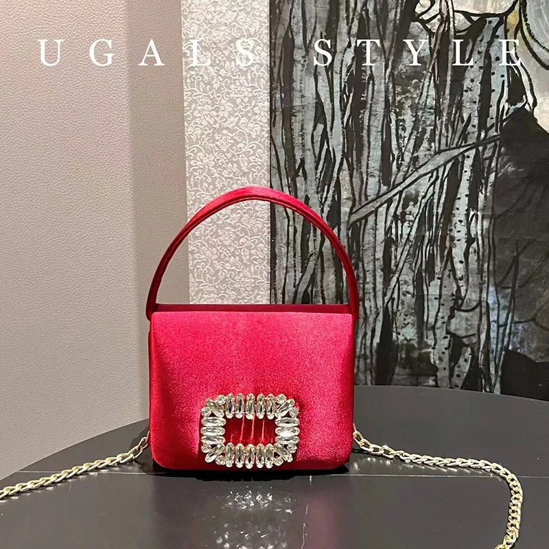 Crystal-Embellished Satin Evening Bag Tassel — Crystal | KIMLUD