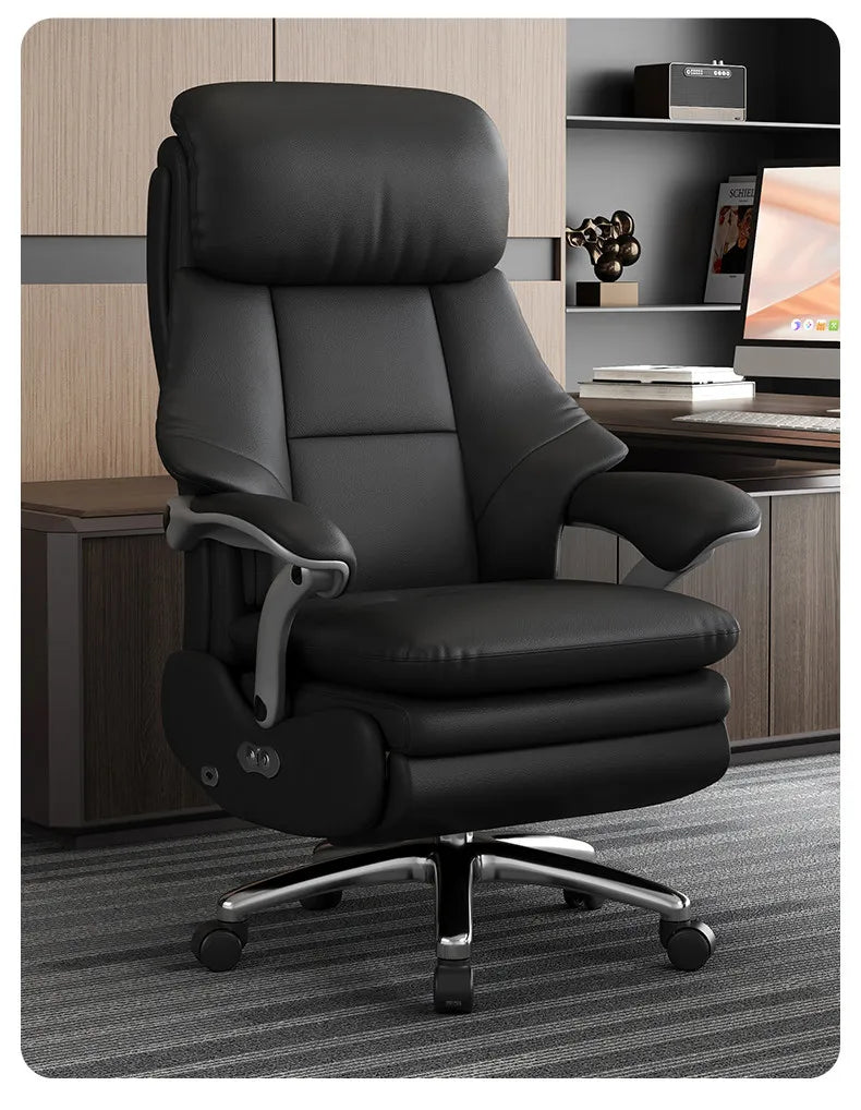 Genuine Leather Executive Office Chair Ergonomic Reclining Cushioned — Dove Gray | KIMLUD