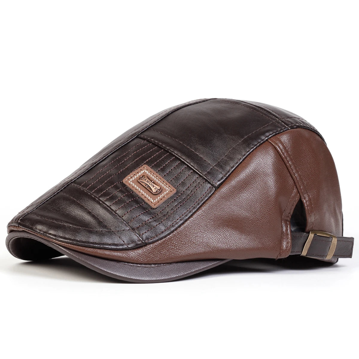 PU Leather Newsboy Cap Retro British Painter Hat — Black | KIMLUD
