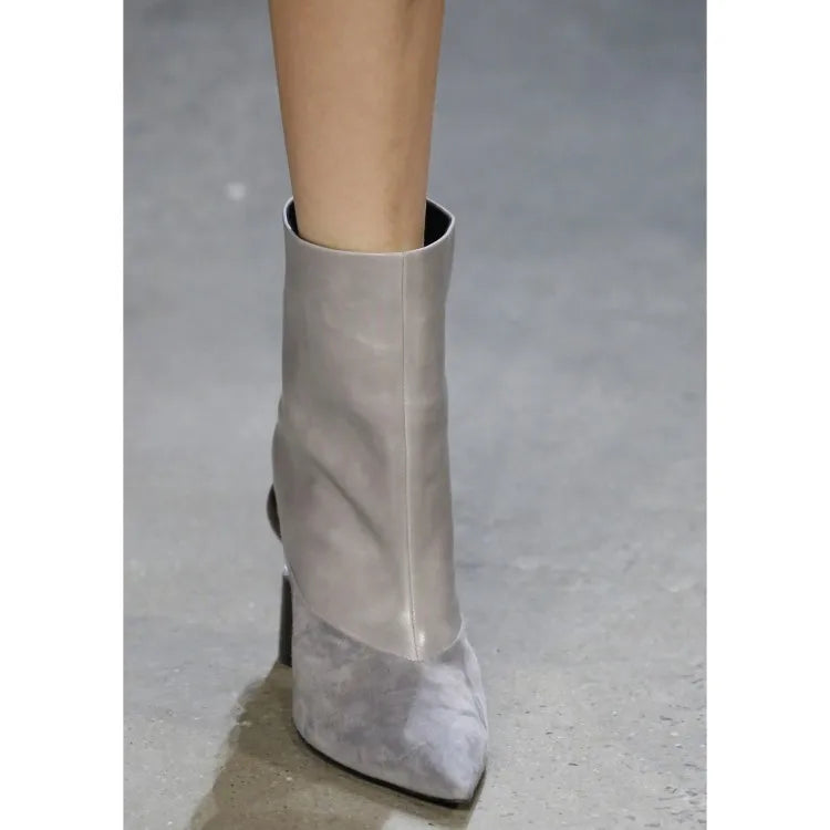 Sheepskin Pointed Toe Ankle Boots — Purple | KIMLUD