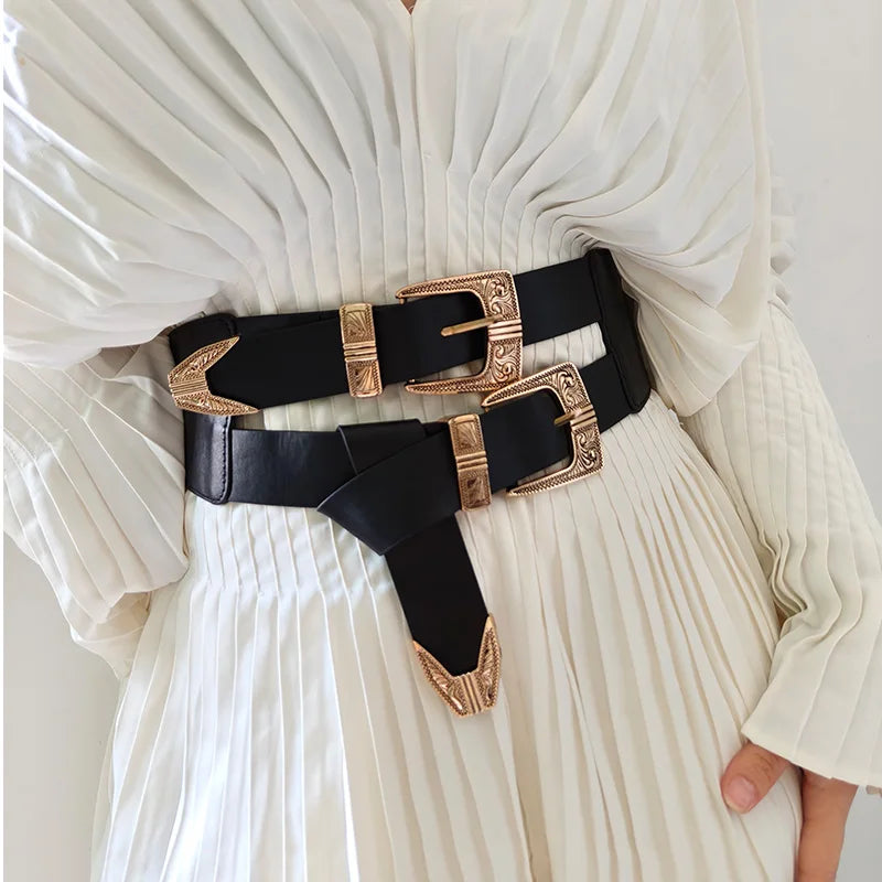 Corset Belt – Gothic Elastic – PU – Black | KIMLUD