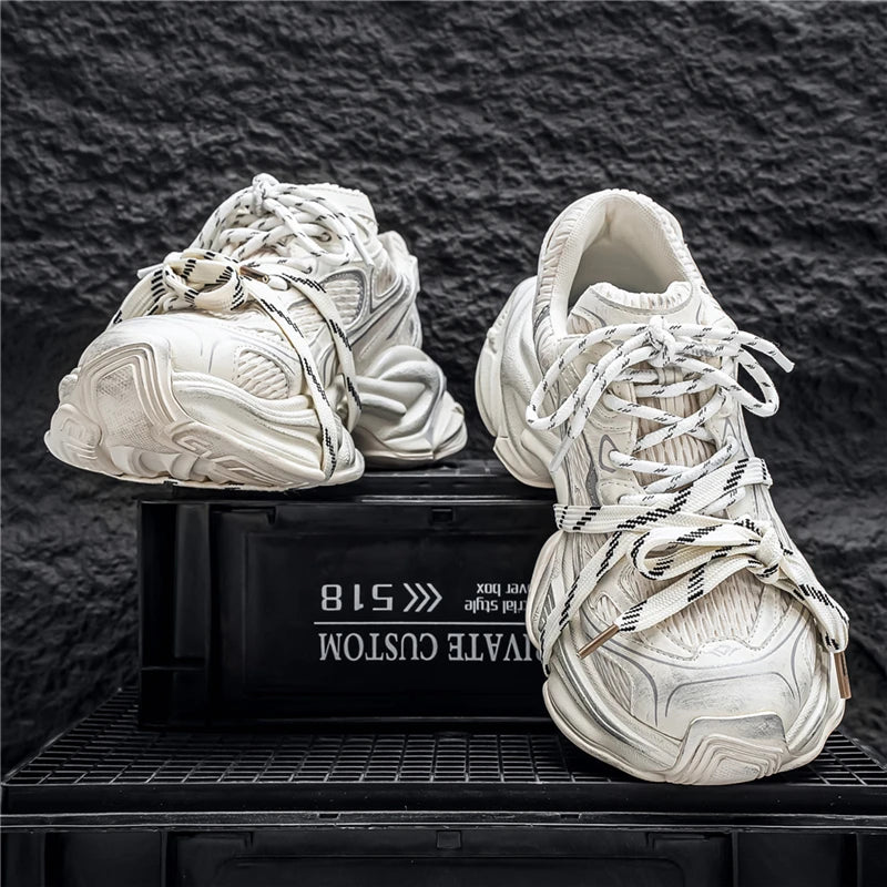 Men's Dad Shoes – Height Increase Sole – Mesh Upper – Multi-Strap | KIMLUD