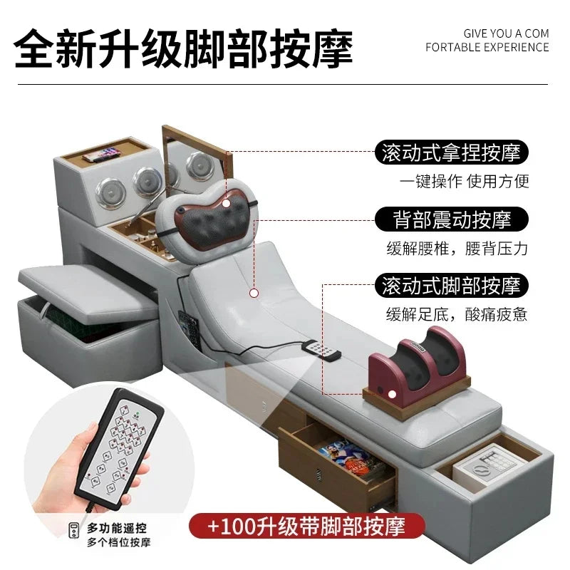 Luxury Smart King Size Bed with Queen Beds, Storage Cabinet, Headboard, and Loft Mattress for California Day Bedroom Furniture