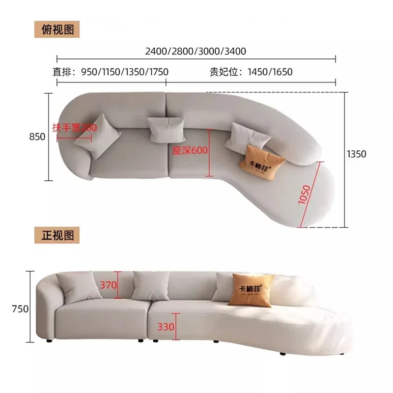 Fabric-Blend Upholstered Lounge Sofa Reclining — Ivory White | KIMLUD