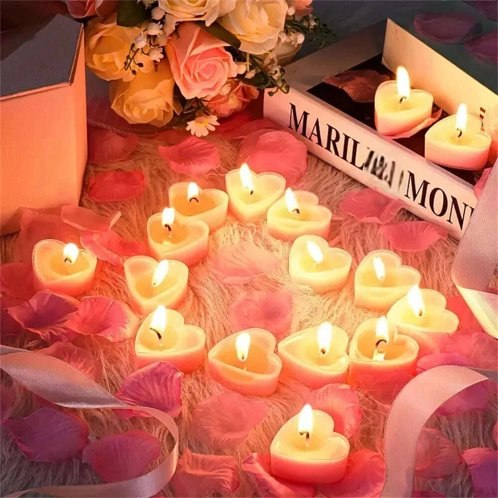 KIMLUD, 9pcs Heart-Shaped Scented Tea Candles Set Wedding Supplies Romantic Decor Creative Love Candle Marriage Proposals Birthday Gift, KIMLUD Womens Clothes