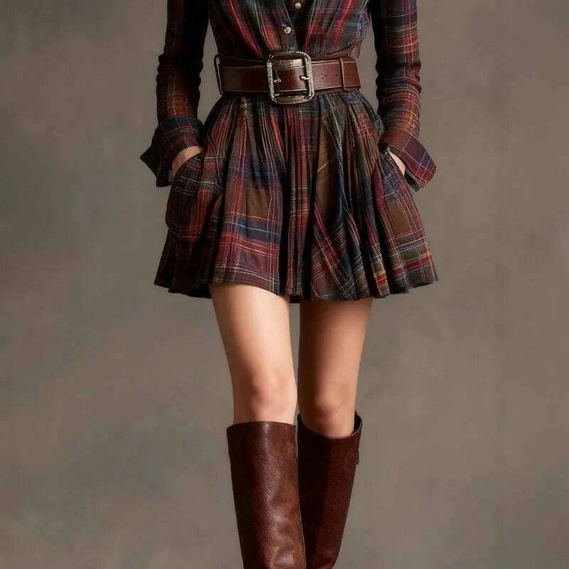 2025-european-and-american-autumn-new-temperament-plaid-long-sleeved-short-skirt-belt-party-dress-womens-dresskimlud-womens-fashion-34629069