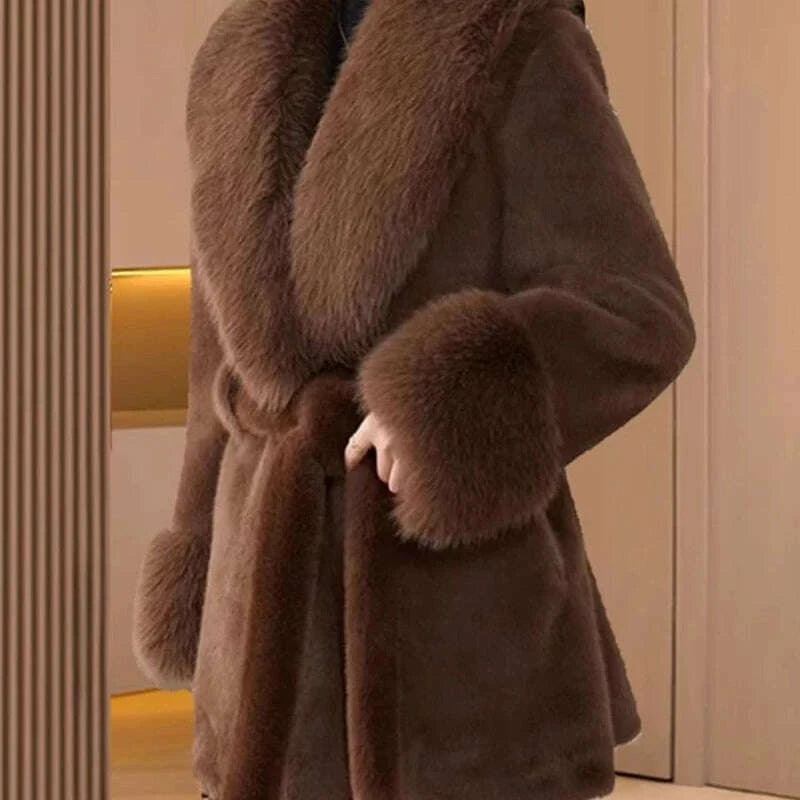 womens winter dress jackets Fox Fur Collar Thickened Parka Jacket With Warmth
