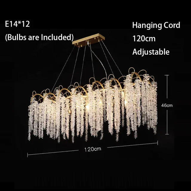 2024 Luxury Gold Glass LED Lights Ceiling Chandeliers Crystal Hanging Pendant Lamps Home Decor for Dining Room Lustres