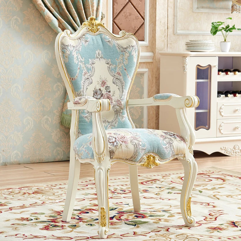 X European Solid Wood Dining Chair Princess Lazy Throne Luxury Lounge Chair Fashion Butterfly Ergonomic Muebles Entrance Furnitu