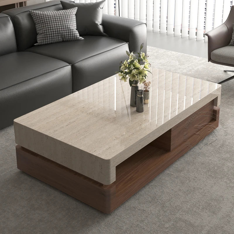 Solid Wood Coffee Table Minimalist Round — Charcoal Black | KIMLUD