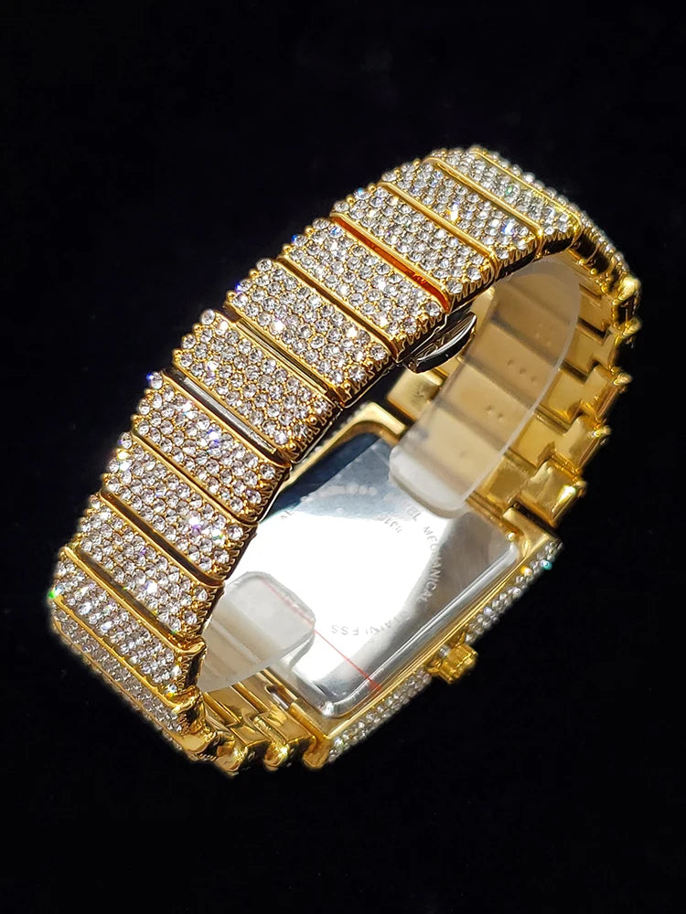 Gold-Tone Premium Rectangle Dial Watch — Gold | KIMLUD