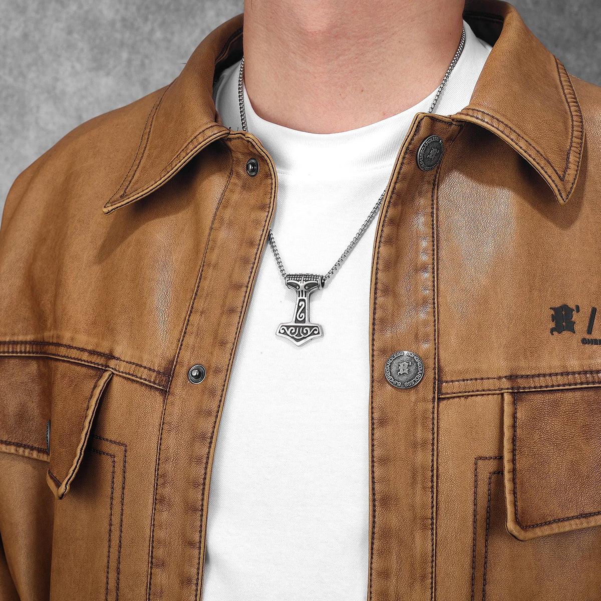 Viking Thor's Hammer Amulets Men Necklaces With Pendant Stainless Steel Jewelry For Male Women Punk Hip Hop Accessories Gifts