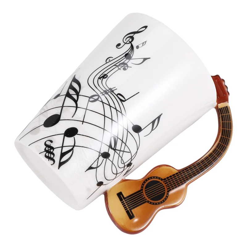 Ceramic Mug Guitar-Handle Novelty — White | KIMLUD