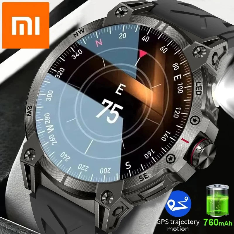 Xiaomi Military Smart Watch Men 760mAh Large Battery LED Flashlight Compass Smartwatch Heart Rate Waterproof Call Smartwatches