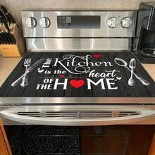 Rubber Stove Cover Mat Tree Design With Intricate Branches — Black | KIMLUD