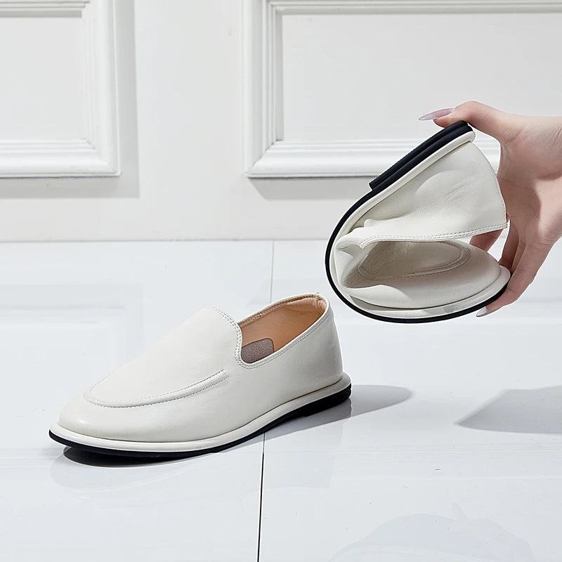 AIYUQI Loafers Women 2025 New Spring Round Toe One Foot Slip-on Shoes Women Genuine Leather Soft Flats Shoes Women
