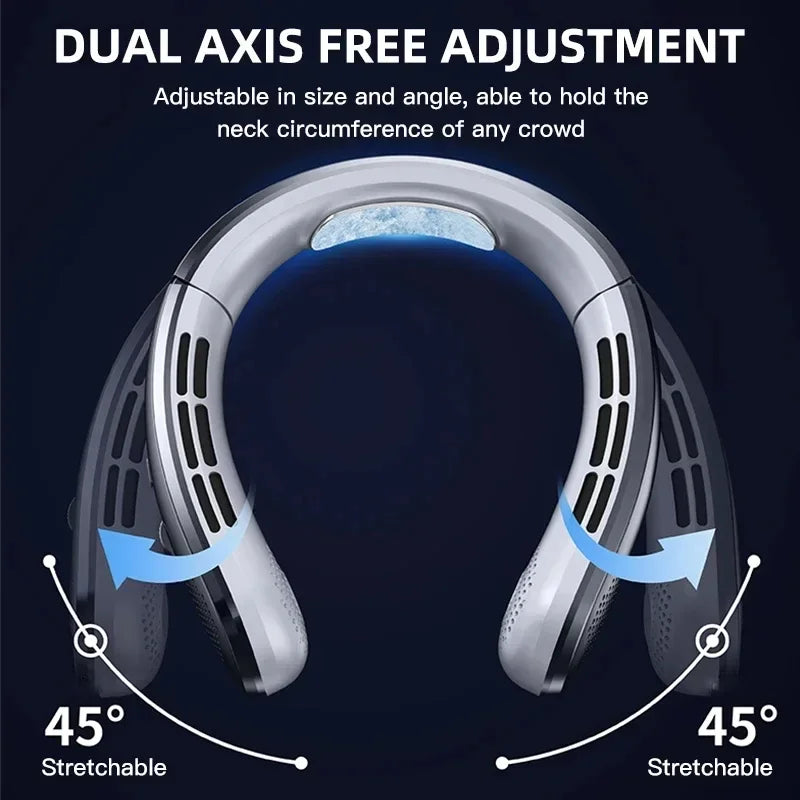 Bladeless Hanging Neck Fan USB Rechargeable 8000mAh LED Display — White | KIMLUD