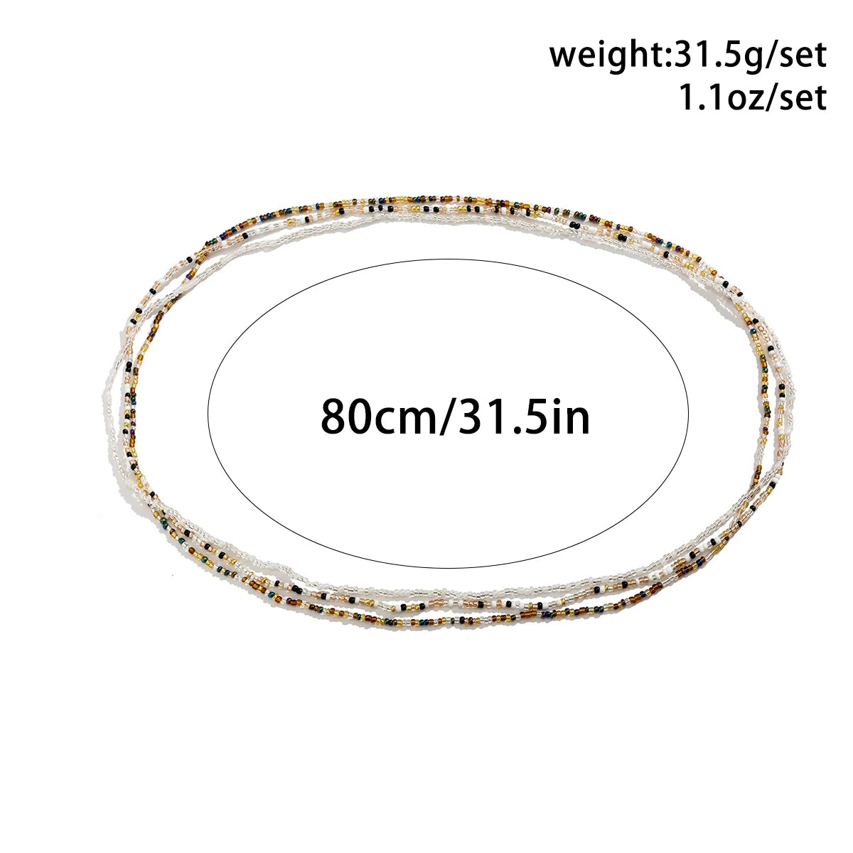 Bohemian Waist Bead Belly Chain Three-Strand Elastic — Multicolor | KIMLUD