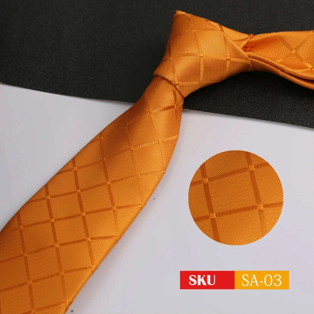 KIMLUD, Luxury 8CM Mens Ties Necktie Solid Twill Stripes Plaids Ties For Man Groom Neck Tie For Business Party, KIMLUD Womens Clothes