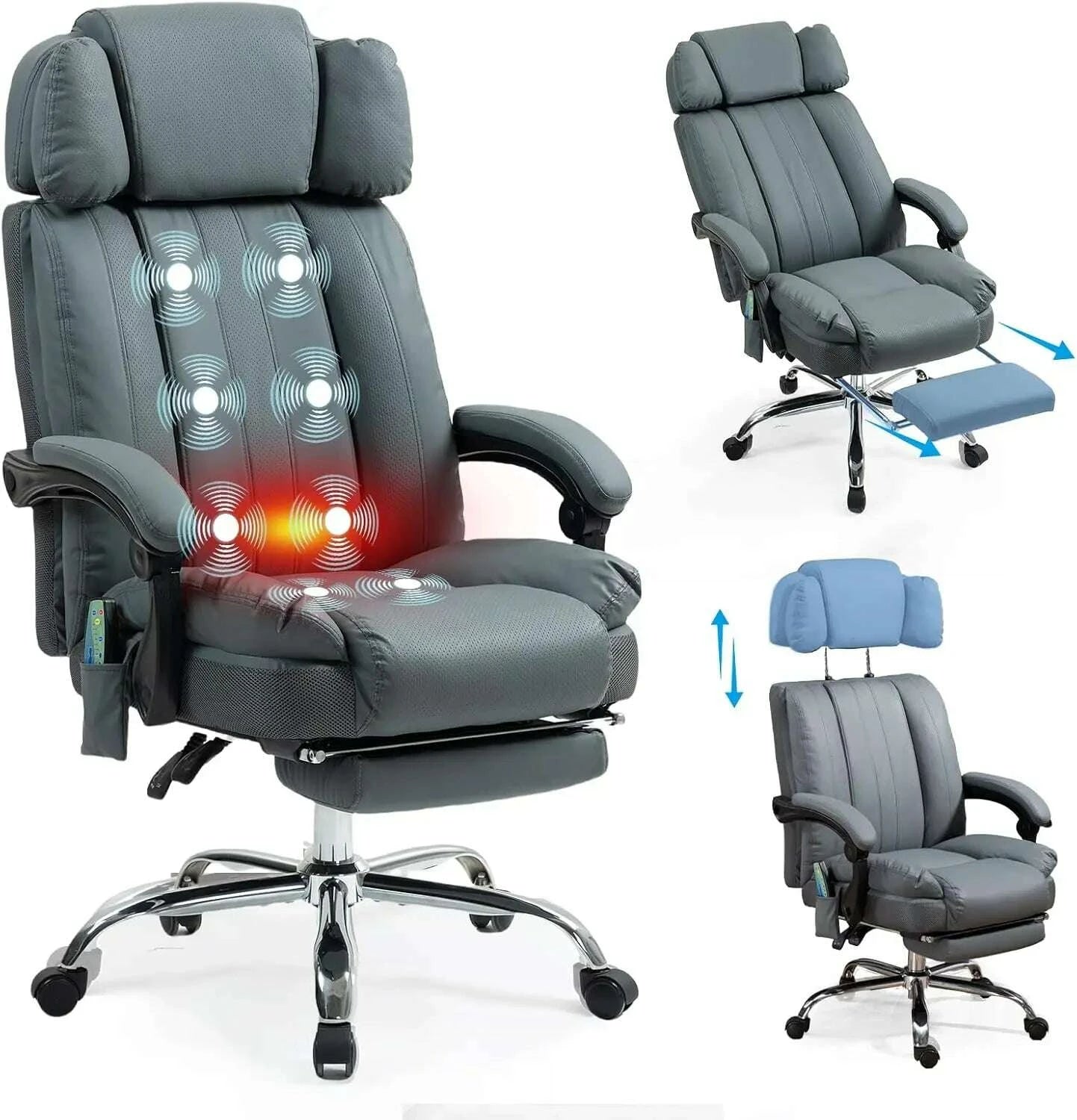 KIMLUD, Massage Office Chair with Heat and 8 Vibration Points Big and Tall Executive Office Chair with Adjustable Headrest, Extra Wide S, KIMLUD Womens Clothes