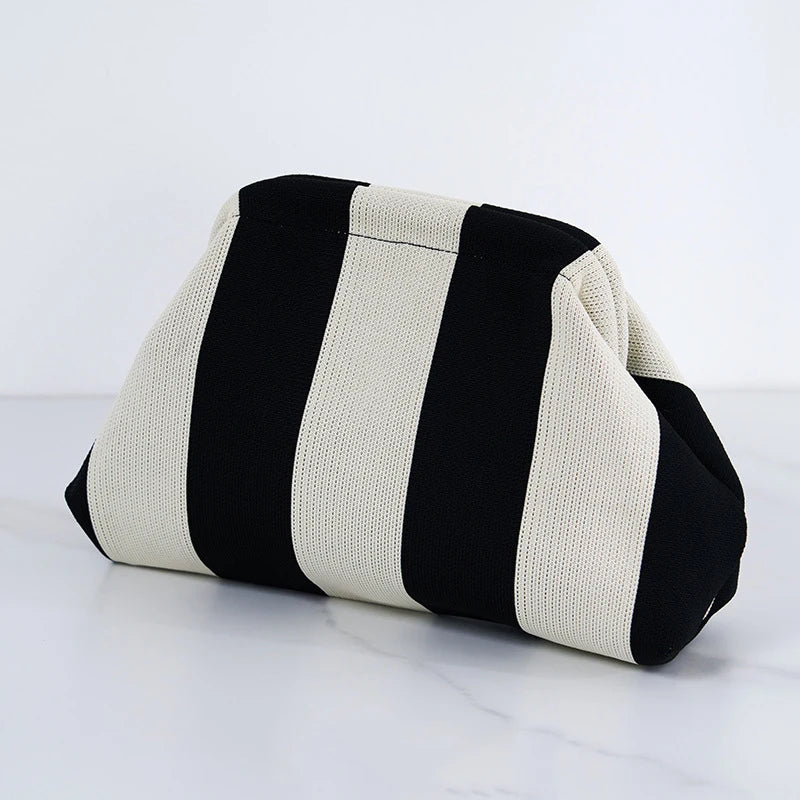 Striped Polyester Clutch Bag Small — Multicolor | KIMLUD