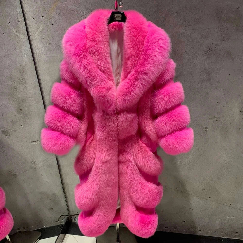 KIMLUD, #2024 New Fur Coats Women Real Fox Fur Coat Long Sleeve Luxury Natural Fox Cloth Turn Down Collar 2023052, KIMLUD Womens Clothes