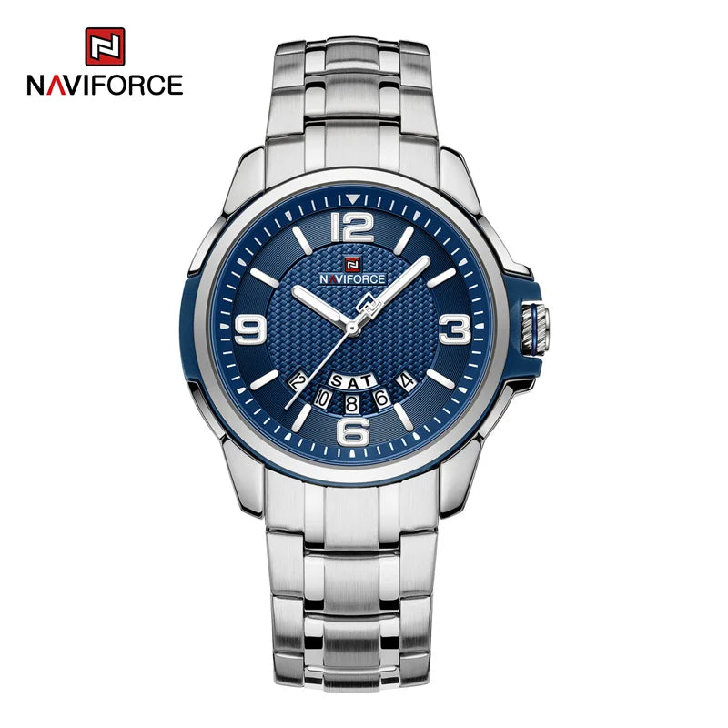 NAVIFORCE Brand Casual Men's Quartz Watch Stainless Steel Belt Business Wristwatches Waterproof Luminous Clock Relogio