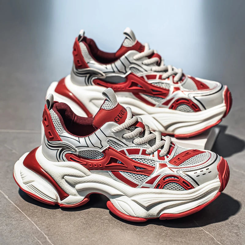 Men's Chunky Sneakers – Height Increasing Platform – Leather Fabric | KIMLUD