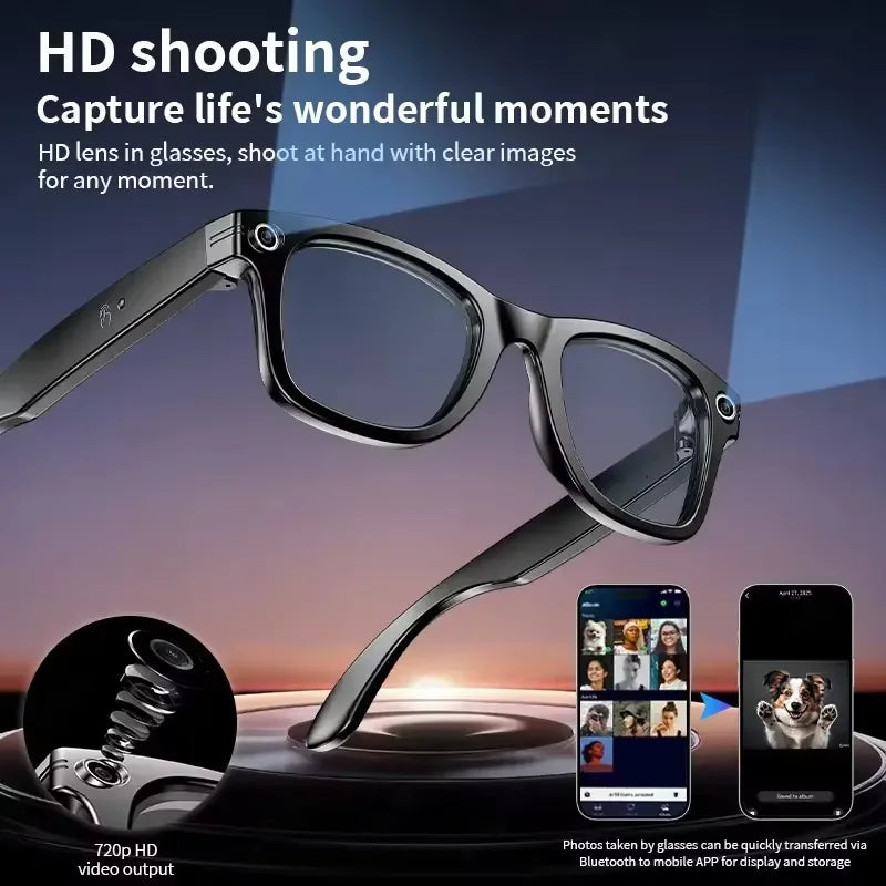 Smart Glasses With 8K Camera, Video Recording, AI Translation And Photo Recognition — Black | KIMLUD