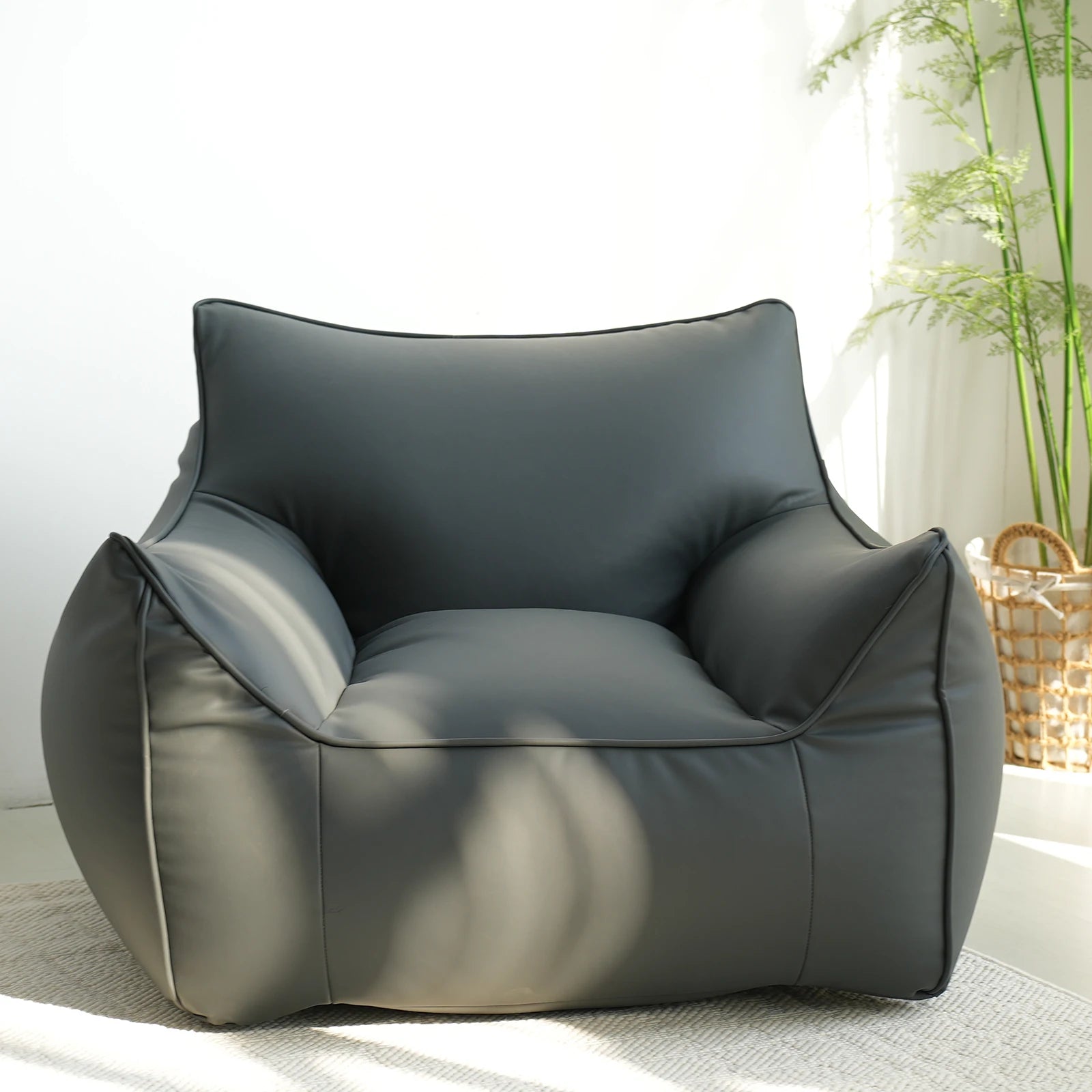 Minimalist Bean Bag Sofa Designer Soft Modern Lounge Seating For Cozy Living Rooms — Brown | KIMLUD