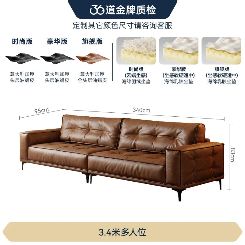 Leather Oversized Sofa Postmodern — Deep Brown | KIMLUD
