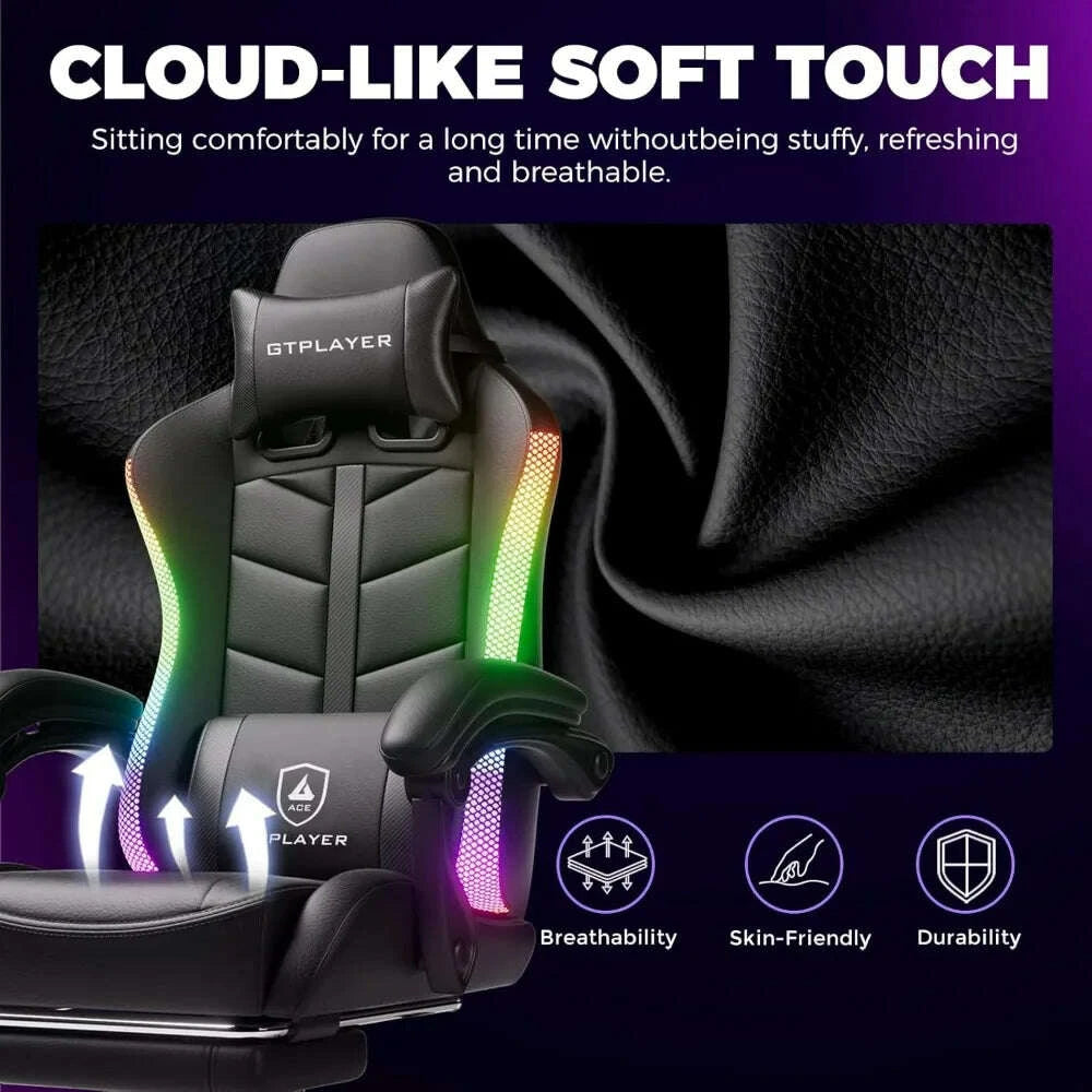 KIMLUD, gtplayer rgb gaming chair with footrest, computer gaming chair with led lights for adults, height adjustable pc gamer chair with, KIMLUD Womens Clothes