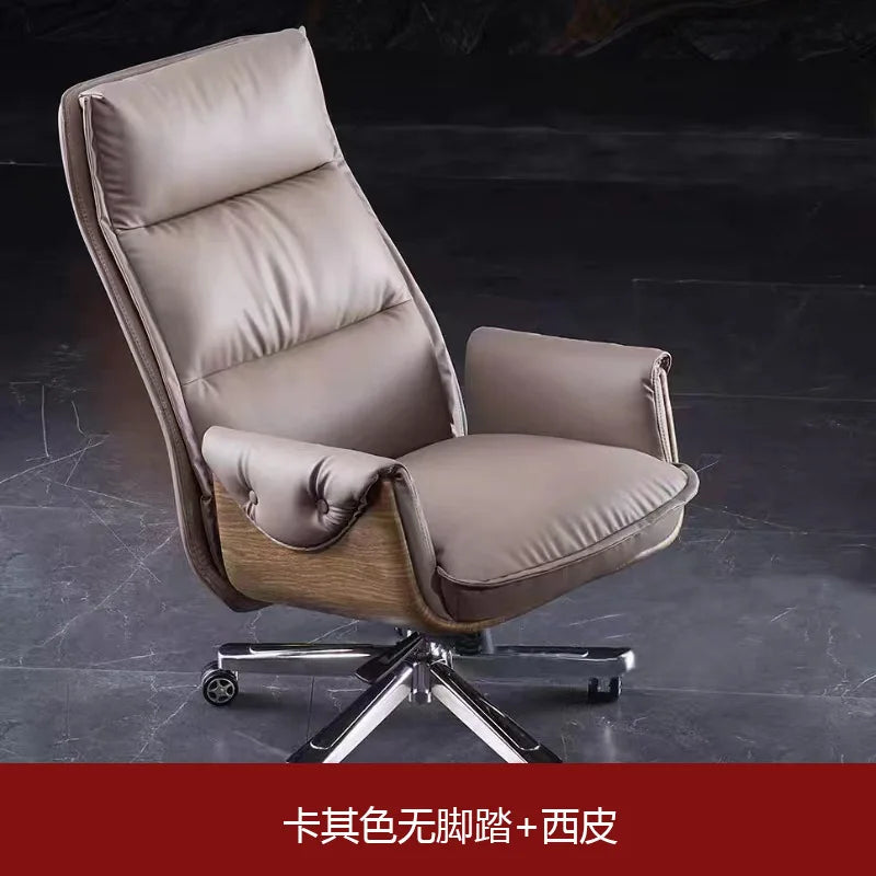 Leather-Textured Chair Home Boss — Warm Taupe | KIMLUD