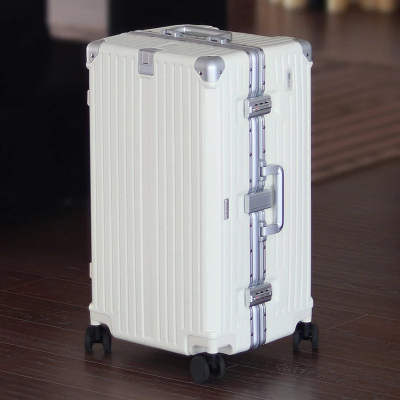 Aluminum Frame Suitcase Large Capacity — Black | KIMLUD