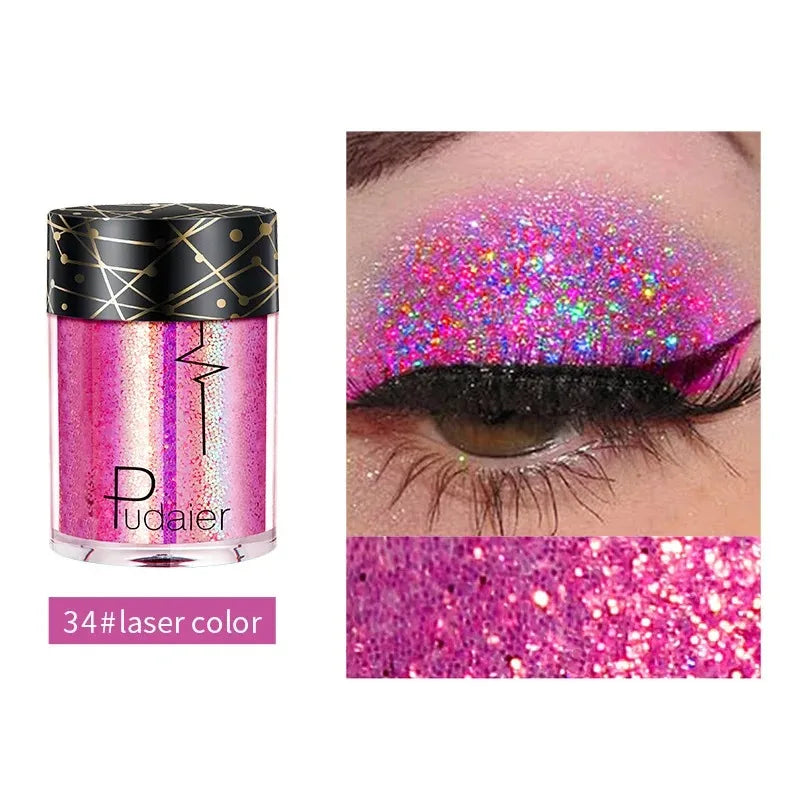36 Colors Monochrome Eyeshadow Glitter Sequins High Gloss Face Body Glitter Pearlescent Easy-to-color Eye Shadow Festival Makeup