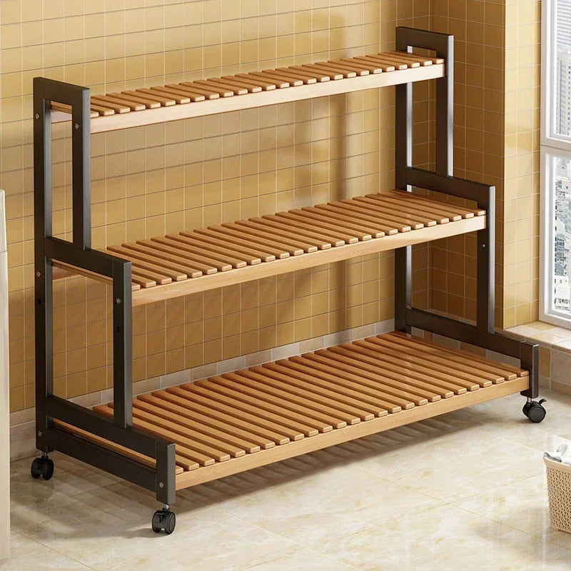 Bamboo Square Outdoor Plant Shelf Rack Five-Tier Display for Garden Outdoors — Black | KIMLUD