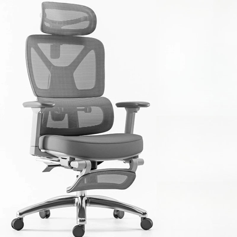 Ergonomic Mesh Office Chair With Footrest — Soft Dove-Gray | KIMLUD