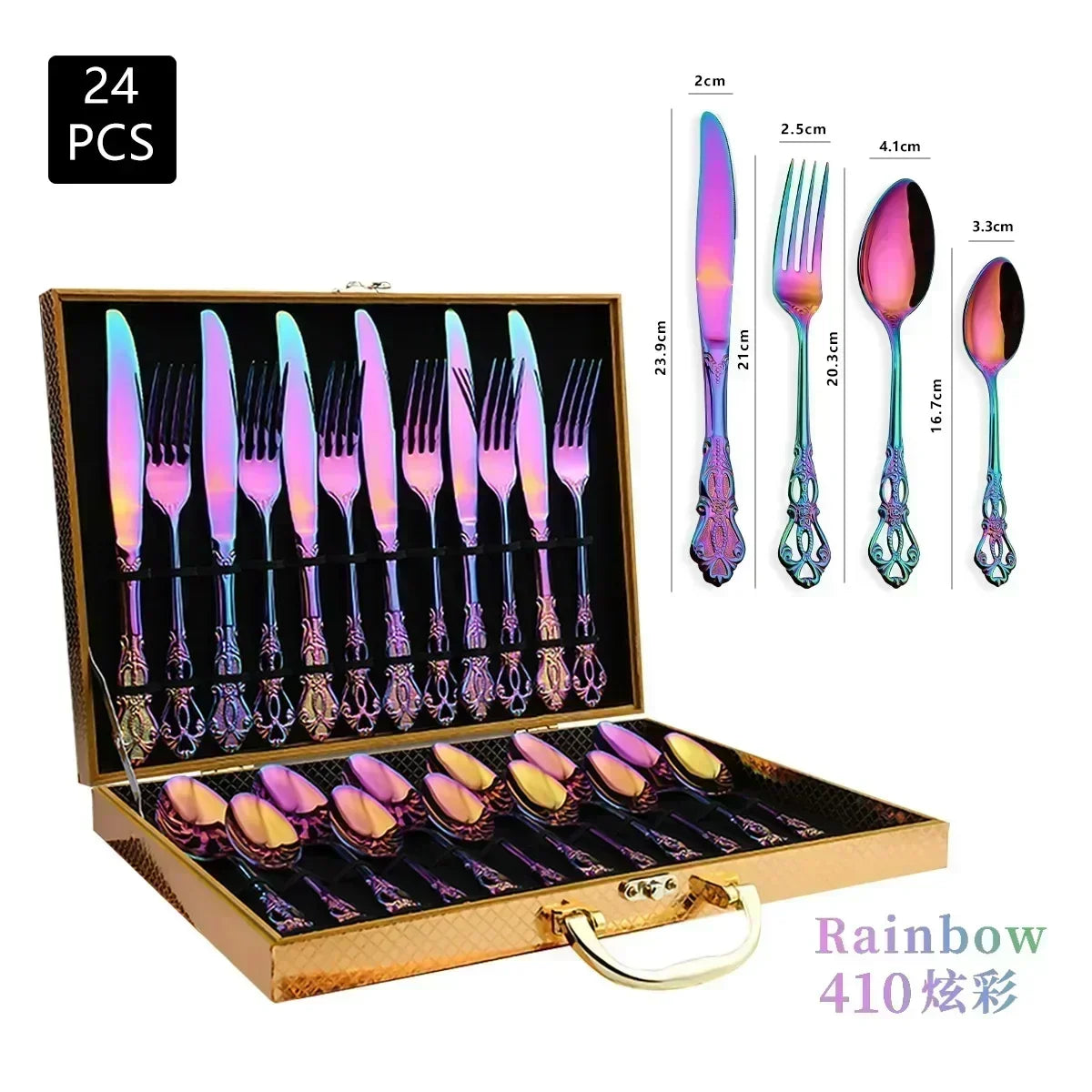 Gold-Plated Stainless Steel Cutlery Set Royal European Spoon Fork Collection — Golden | KIMLUD