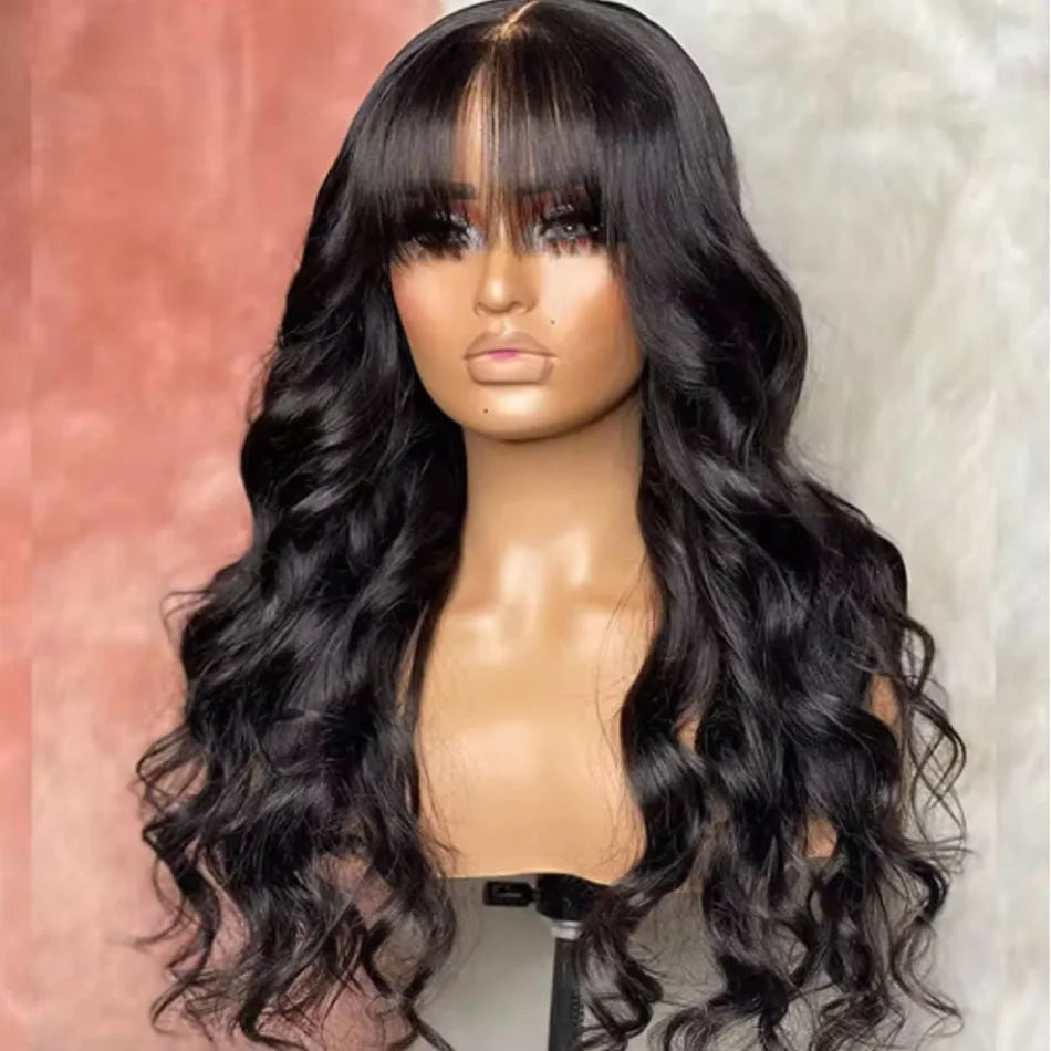 Lace Wig – 250% 3X1 Middle Part With Bangs – Body Wave Long 26 Inch | KIMLUD