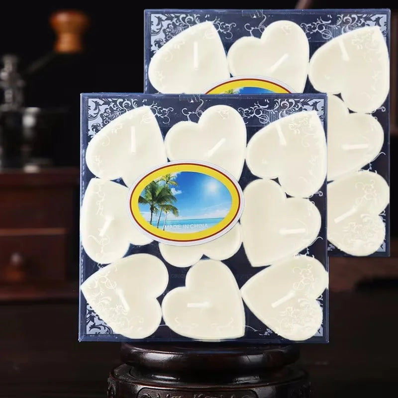 9pcs Heart-Shaped Scented Tea Candles Set Wedding Supplies Romantic Decor Creative Love Candle Marriage Proposals Birthday Gift
