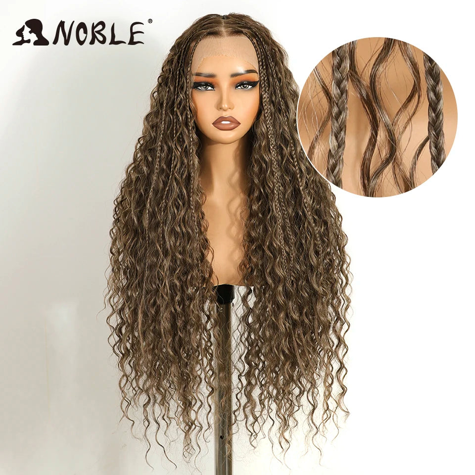 Box Braided Lace Wig - Twist Braided Style - Swiss Lace - Medium Brown | KIMLUD